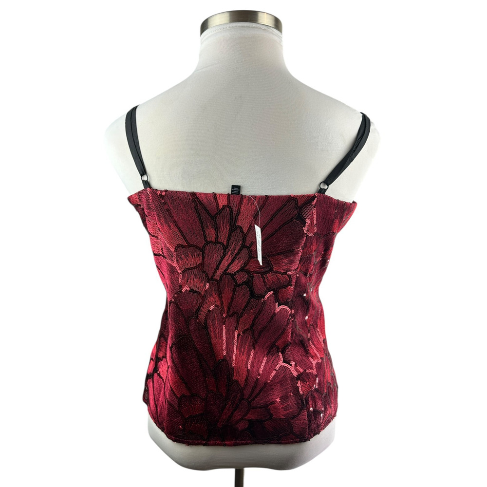 NWT White House Black Market Sequin Embroidered Camisole Top Red Blouse Large - Picture 12 of 16